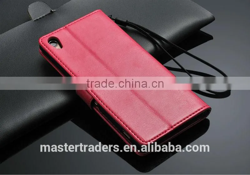Original Fashion 64 Grain Stand Holder Wallet Flip PU Leather Case For Sony Z3 MT-3102
