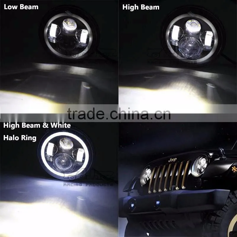 BJ-HL-013 New arrival Jeep wrangler LED light 7" with yellow halo ring for Harley motorcycle LED headlight