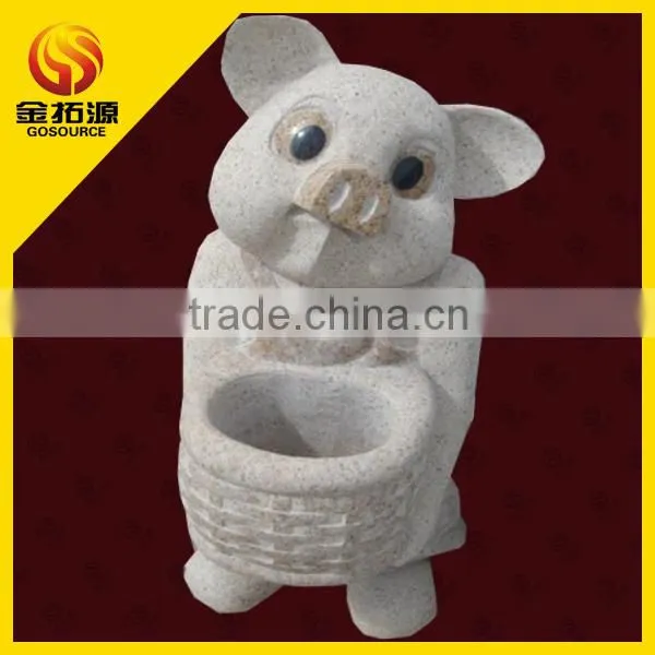decorative gray stone flower pot