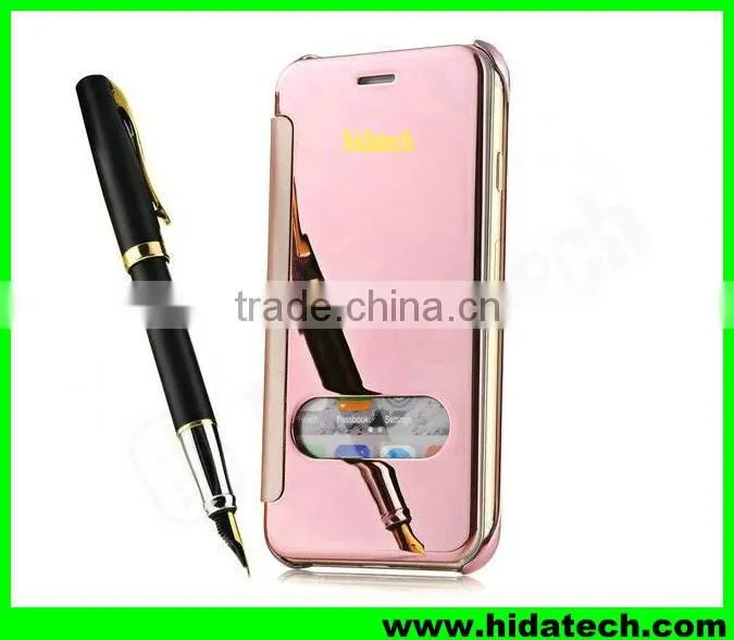 Hot selling smart visible flip leather phone case for iPhone6 6s leather pouch