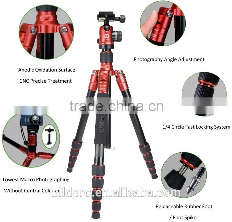 BILDPRO Portable Tripod Camera Stand Photographic Spare Parts Digital Accessories
