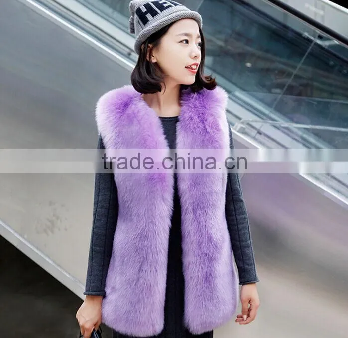 QYQX-001 High quality blue fox fur vest