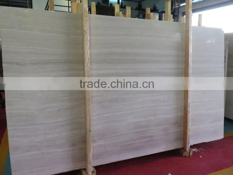 Chinese white wood veined marble slab