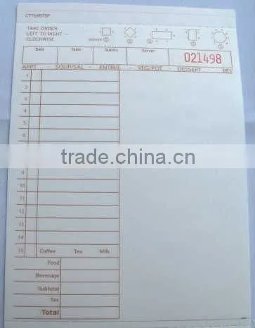 CT-T6997SP GUEST CHECKS FOR RESTANRANT USE FROM China