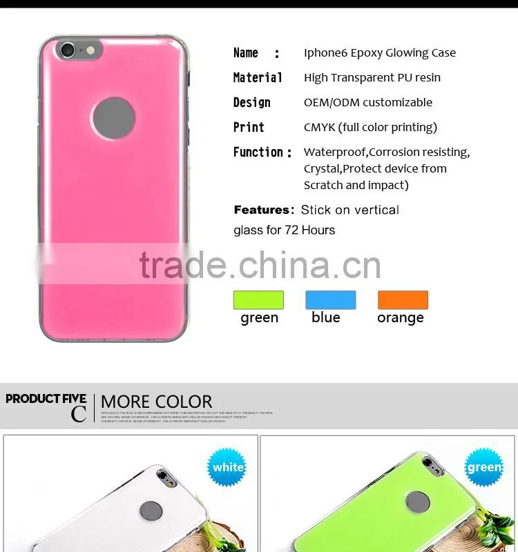 glowing epoxy gel skin case cover for iphone 5s for samsung galaxy S4 case