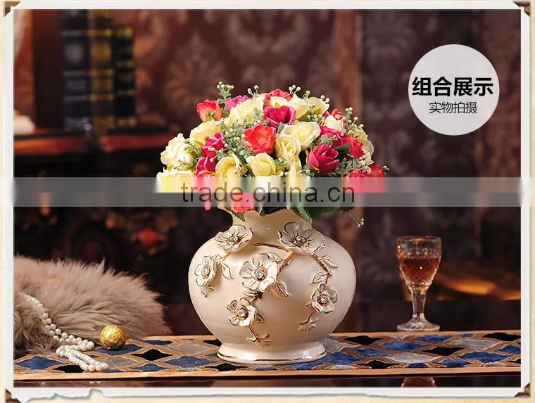 Luxury European round gold table ceramic vase for wholesale