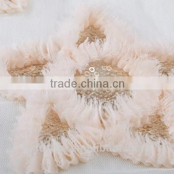 Fashion 3mm sequin inside solid star chiffon fabric