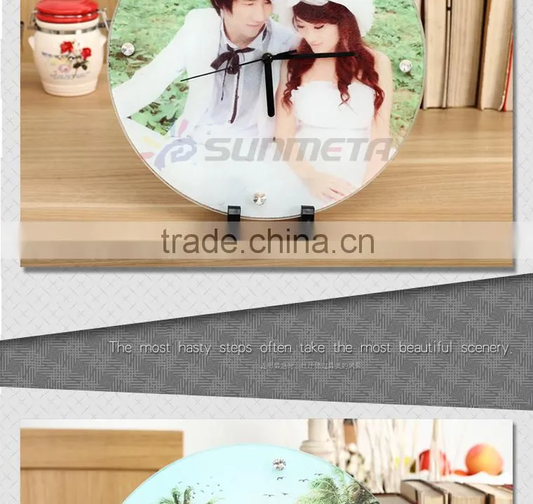 Sunmeta sublimation glass photo frame with clock