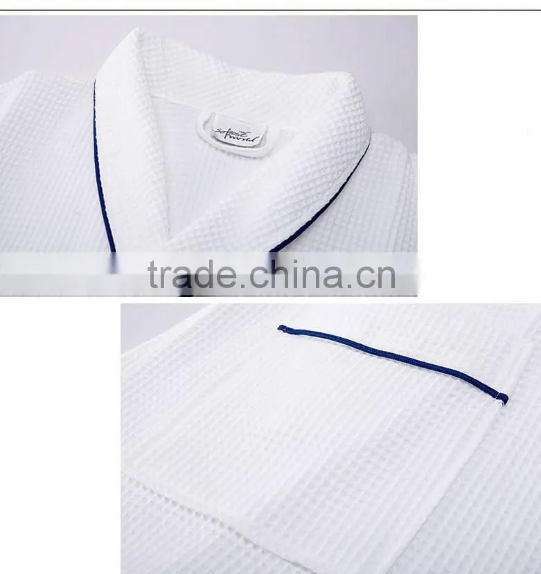 honeycomb white 100% cotton bathrobe waffle for mens