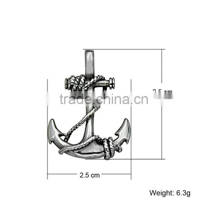 Kindy Jewelry new design JCN0322 stainless steel vintage anchor necklace pendant