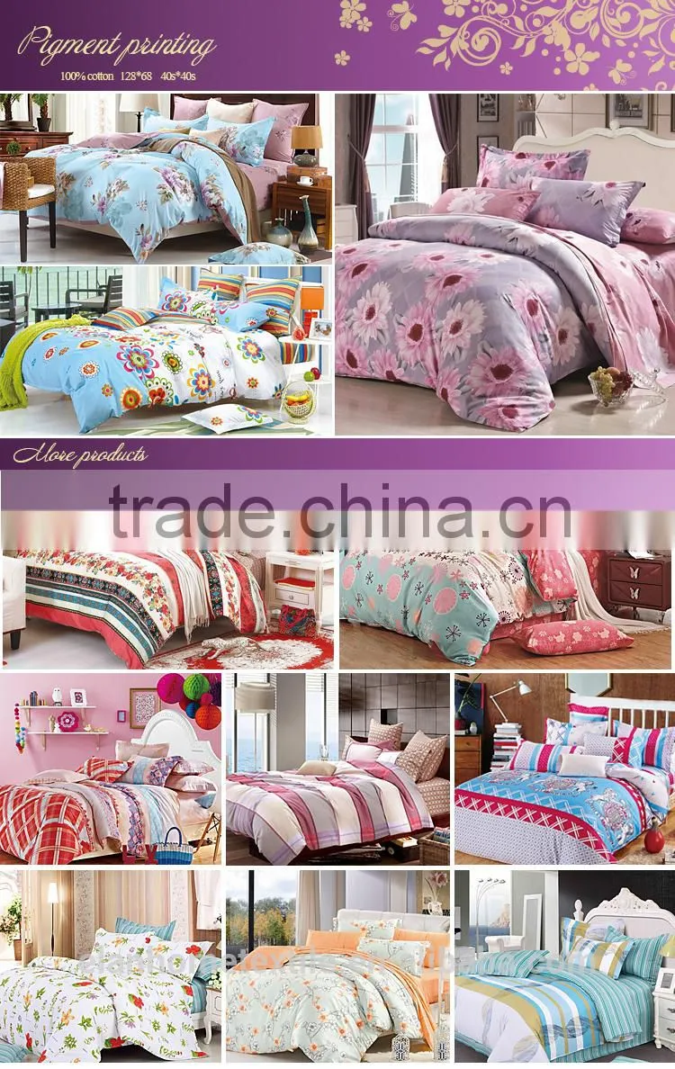 100% cotton 128*68 40s*40s pigment printed wholesale duvet cover set with zipper