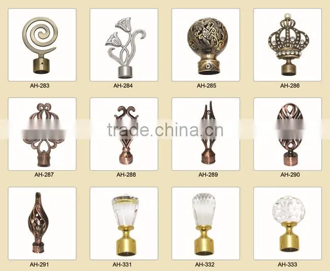 2016 New models curtain rods leaf finial