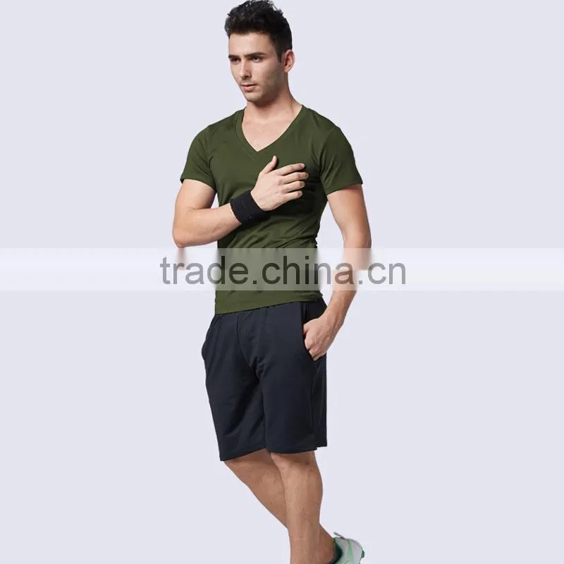 Men's Dry Fit Fitness Shirts 10% Spandex 90% PTT Dri Fit Shirts Wholesale