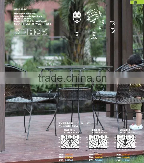 Modern design IP65 9W outdoor led garden spot lights