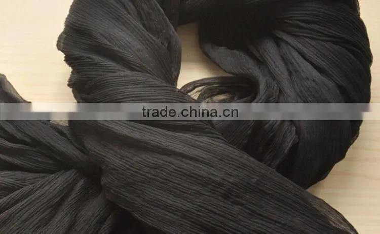 black color crepe georgette long silk scarf