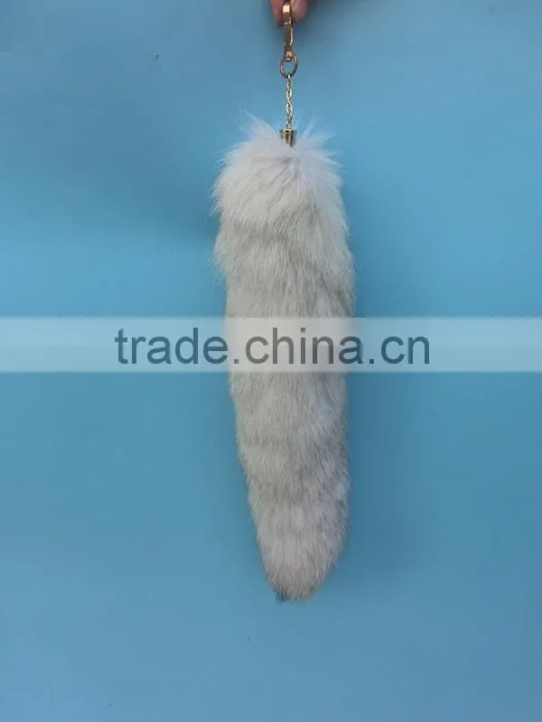 Genuine fox tail fur blue fox tail keychain for bag and garments