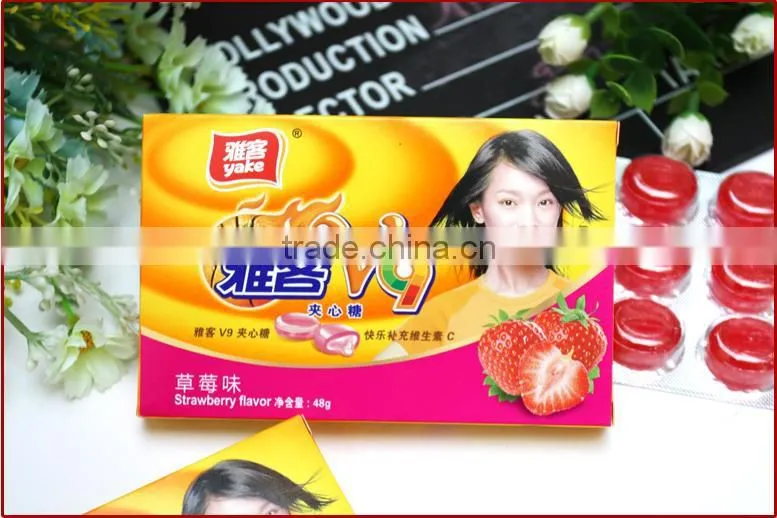 48g V9 center filled hard candy confectionery