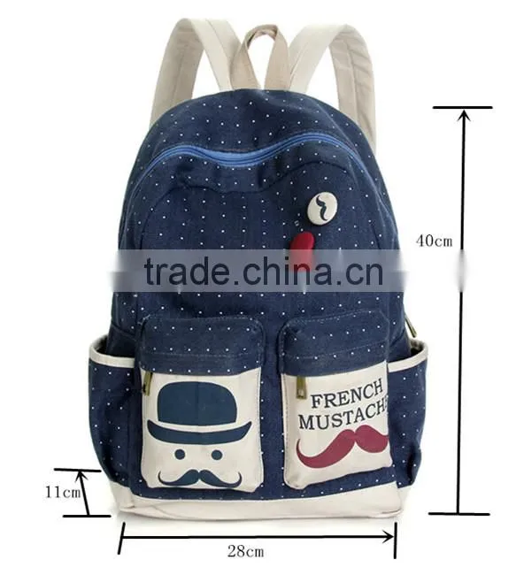2014 Hot Sell Girls Backpack Satchel Canvas Cheap Rucksack