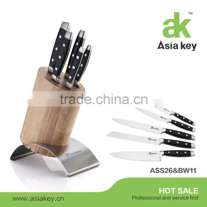 ABS+S/S 430 handle,high class knife set, wooden block with sharpener