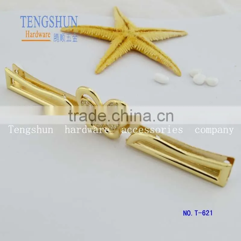 Zinc alloy decorative side clip with A diamond for purse metel bag parts wholesale