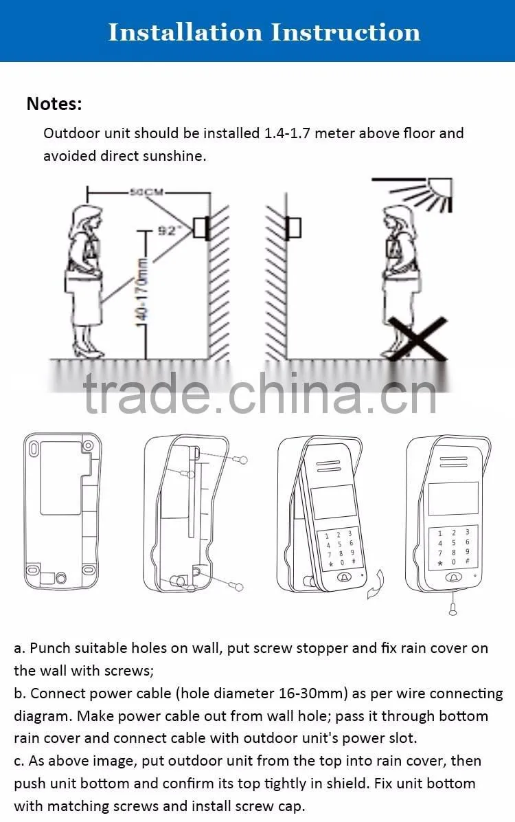 Wireless audio door bell two way audio intercom Duplex intercom for villa and apartments