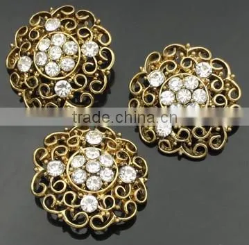 New Design Fashion Gold Tone Cat Eye Crystal Shank Button RNK170J