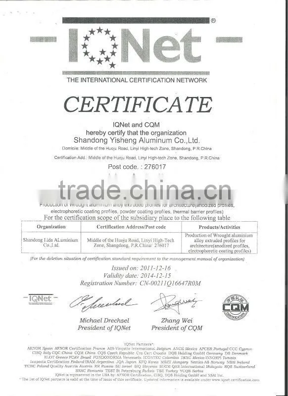 6000 series grade and window & door application aluminum profile