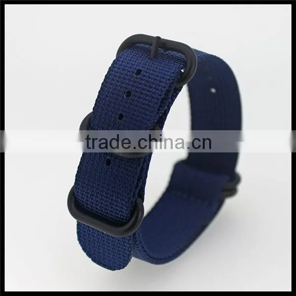 Nylon 1 piece woven zulu 5 rings buckle watch strap