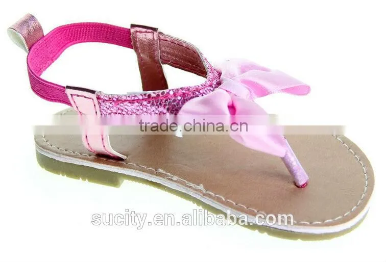 wholesale elegant sexy girls flat rose red sandals with bow