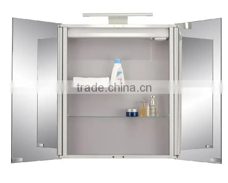 High quality aluminum cabinet with led mirror and shaver socket ,Led