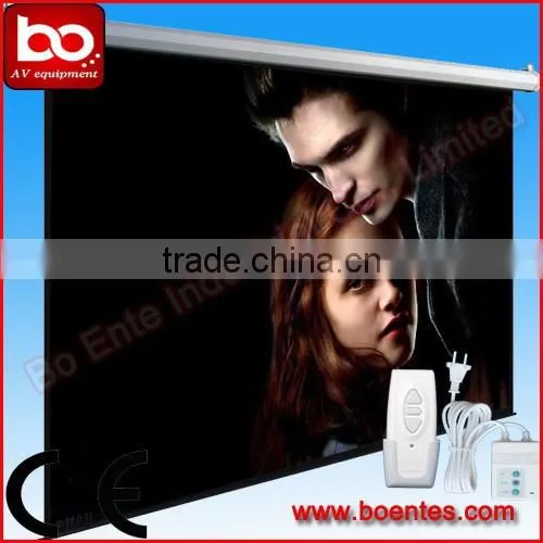 Hot Sales! 84~136 Inch Wall Mount Motorized Projector Electric Screen with Remote Control