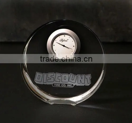 beautiful new style high quality 3d engraved crystal clock