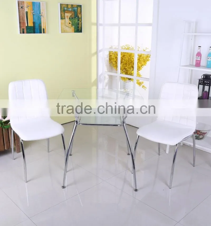 Glass top, metal frame dining table