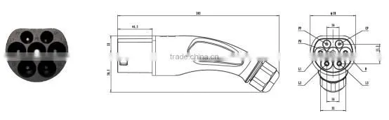 European IEC 62196 electric vehicle Mode 3 TYPE 2 plug