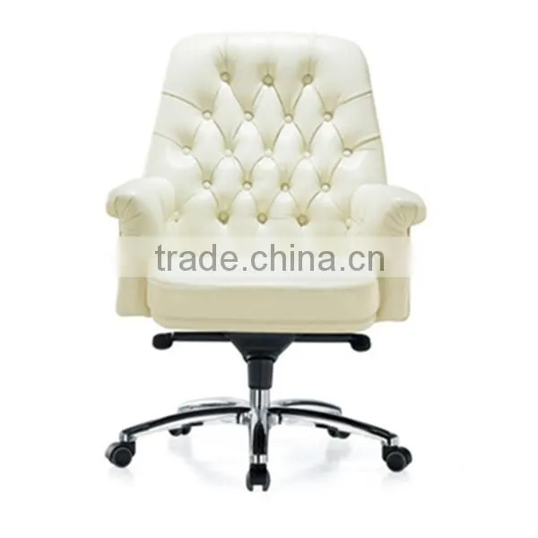 2014 Hot selling modern chair, luxury White leather boss office chair furniture