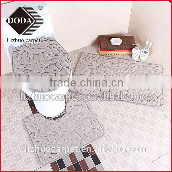 anti slip pvc backing memory foam soft foam material bathroom carpet 3 set