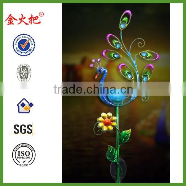 Metal bird welcome garden stake