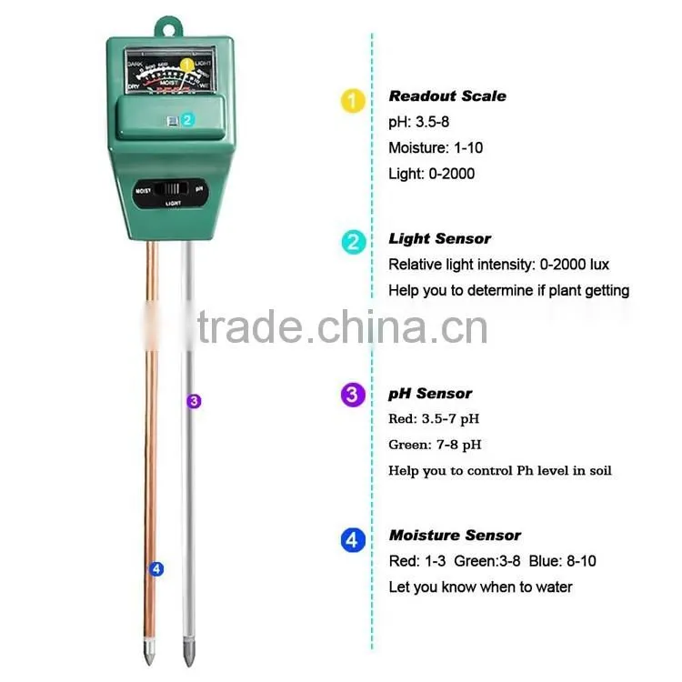 3in1 Plant Flowers Soil Tester Moisture Light PH Meter