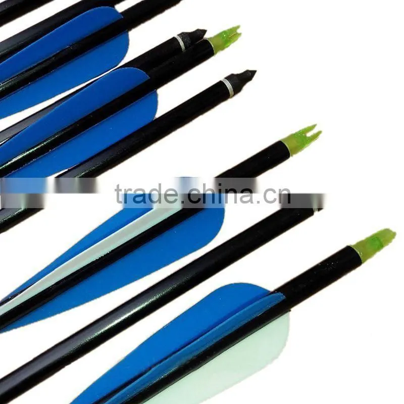 Hunting Bow Arrows Aluminum Arrow Shaft With 3''Inch Plastic Fletches
