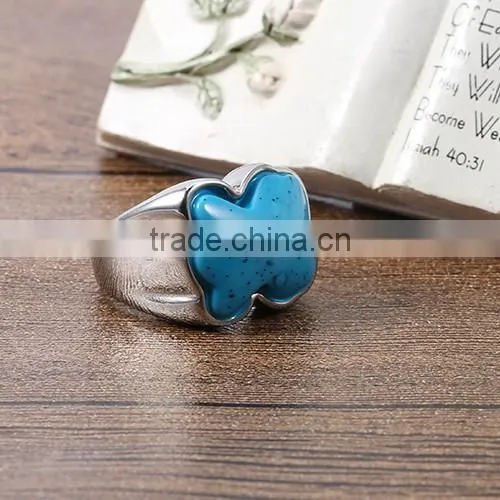 hot rings jewelry womens jewelry silver stainless steel blue bear ring women