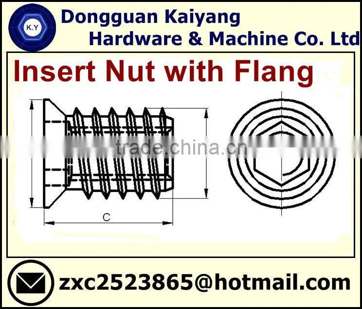 M6 Wood Insert Nut/ Insert Nut with flange
