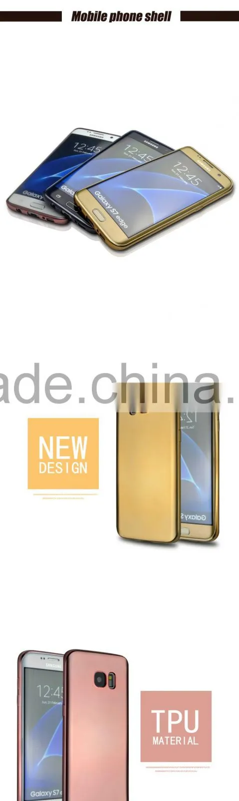 Wholesale China Golden Electroplating TPU Full Cover Case for Samsung S7 Edge Mobile Phone Back Cover