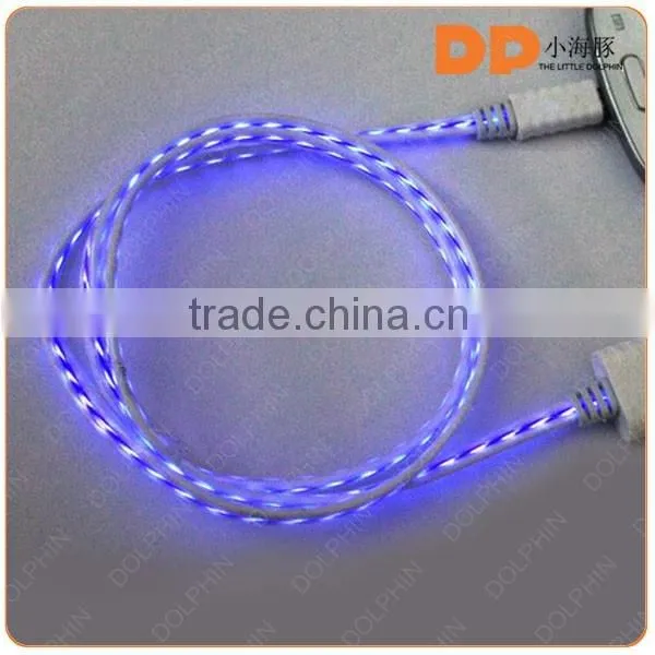 premium products visible flowing light charger cable LED glowing EL usb cable for chargers