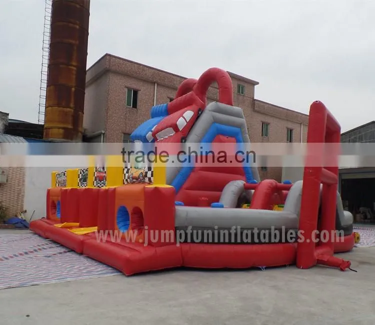 inflatable slide cars 2016 big inflatable fun city inflatable slide and Obstacle course 2 lane sliders