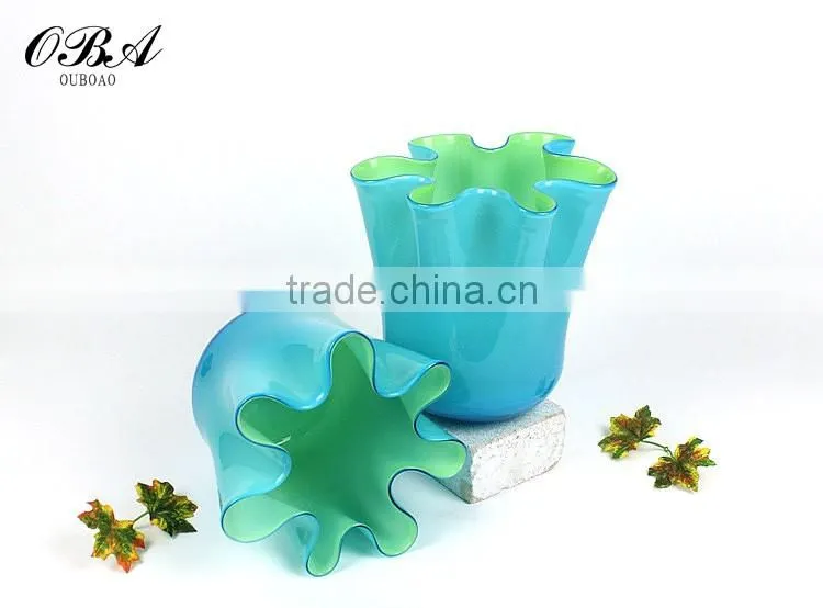 Hand-blown Modern Style Cheap Chinese Cabbage Glass Vase / Eco-friendly Home Decor Big Glass Flower Vase