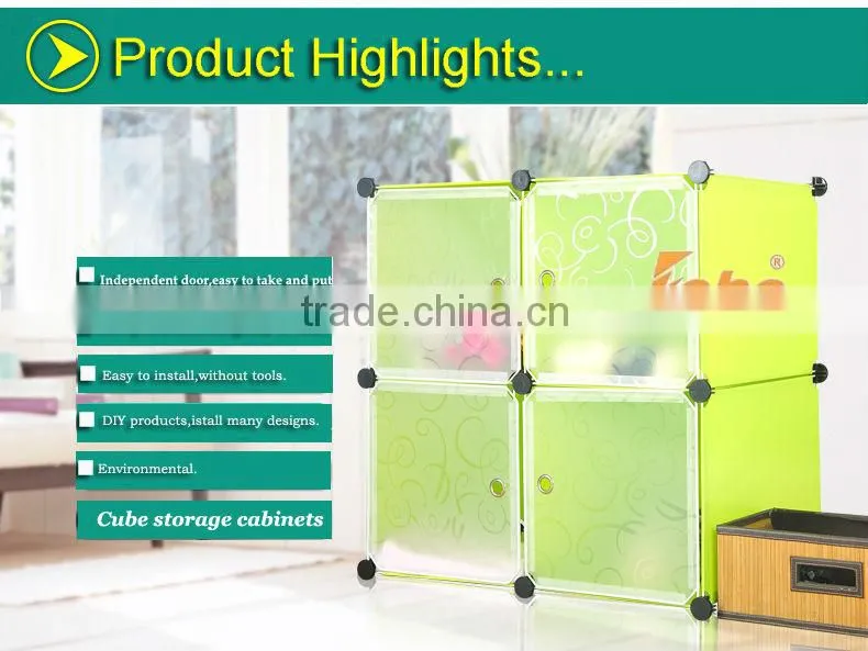 3 cubes eco-friendly plasti cube storage organizer with PP panel and connector FH-AL0014-3