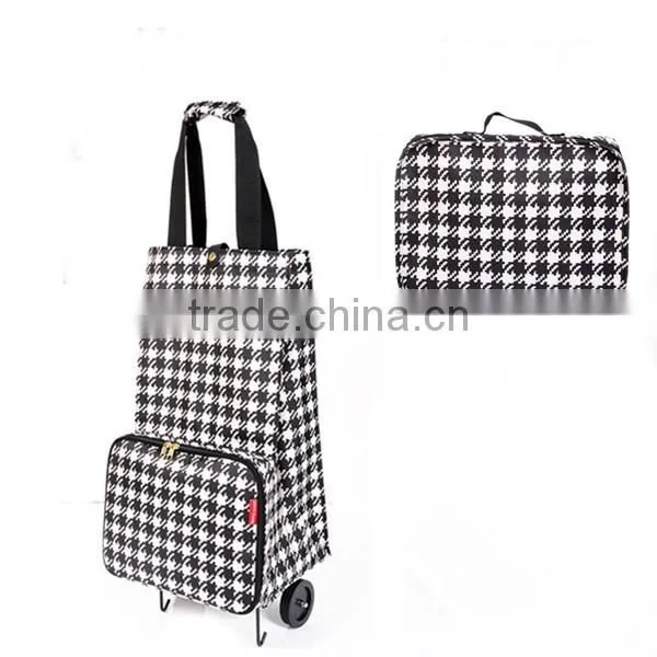 Set of 1 Trolley Shopping Bag with 2 Wheels and Zipper Pocket