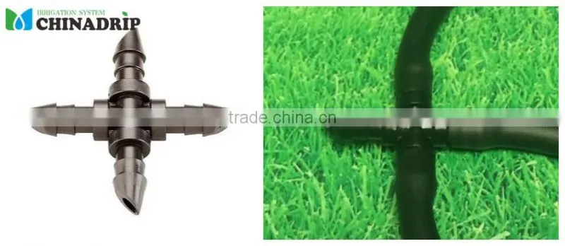 Drip irrigation 1/4" Barb Cross Fittings 4 Way