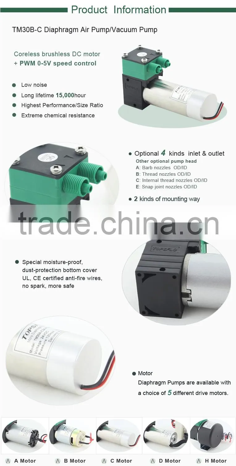 Micro diaphragm brushless 12v 24v dc compressed air analyzer pump