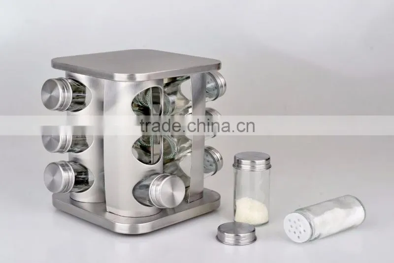 12 Pieces Stainless Steel Spice Jar Condiment Container Set